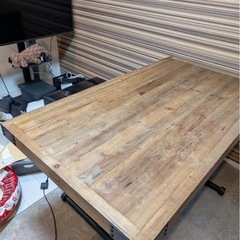 美品　木製　高さ調節テーブル　140X80　の画像