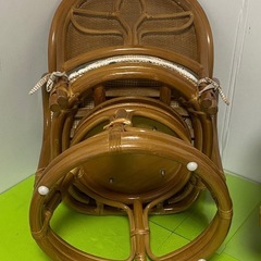 ◆2台セット◆　360度回転式 ラタンチェア(ラタン・籐)　座面高約52cmハイバックの画像