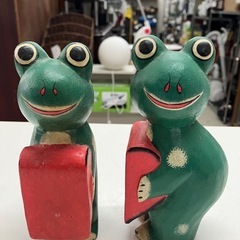 H 2507-614 木製 カエルのオブジェ バラ売り不可 キズ 汚れありの画像