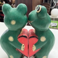 H 2507-614 木製 カエルのオブジェ バラ売り不可 キズ 汚れありの画像