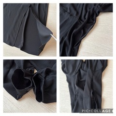 ZARA スリット入り ロングワンピース M 黒 透け感あり 長袖 レディースの画像