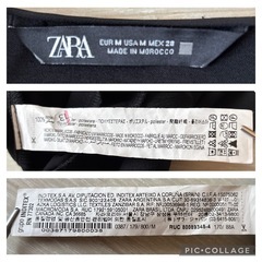 ZARA スリット入り ロングワンピース M 黒 透け感あり 長袖 レディースの画像