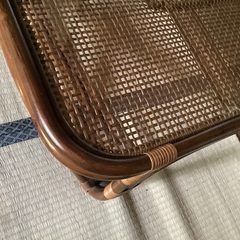 ラタンテーブル　座卓　ガラス　大型の画像