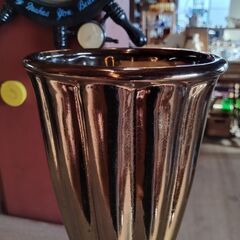 陶器製 花瓶 ブロンズ色 フラワーベース オブジェ 置物 アンティーク調 レトロ　/TJ-2514 2F北の画像