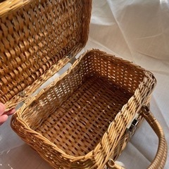 天然素材 ミニカゴバック 昭和レトロ アンティークの画像