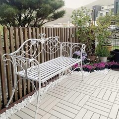 アンティーク調ガーデンベンチ白＜美品＞の画像