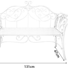 アンティーク調ガーデンベンチ白＜美品＞の画像