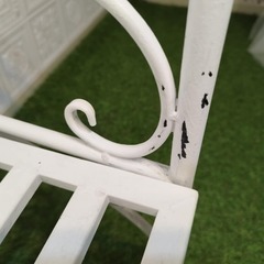 アンティーク調ガーデンベンチ白＜美品＞の画像