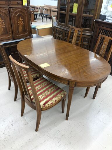 【ジャングルジャングル和歌山店】【Wa1872】伸縮ダイニングテーブル・チェアー4脚セット【アンティーク】 和歌山市 岩出市 海南市 岬町