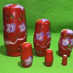 美品●木製入れ子人形★マトリョーシカ★６体 １４ｃｍ～２．５ｃｍ◎の画像