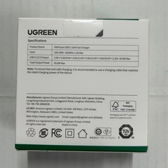 UGREEN Nexode Mini 45W USB-C 充電器 2ポートの画像