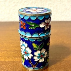 七宝焼きの蓋付爪楊枝入れ 美品の画像