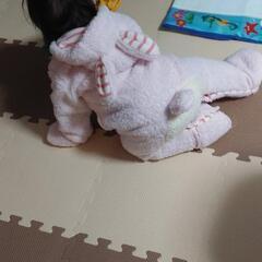 うさぎ前開きボディスーツ 着ぐるみ 試着のみ ピンク 80-90 ハロウィン仮装の画像