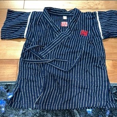 甚平 80 浴衣　夏祭り 紺　ネイビー　男の子 男児 ストライプ柄の画像