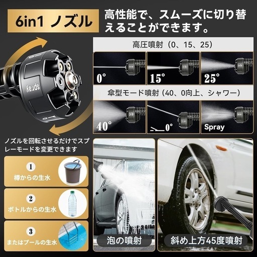決まりました！ 洗車 のプロ監修✨️ 新品未使用品1点限り❣️ 高圧洗浄機 コードレス 充電式 高圧洗車機 多機能ノズル