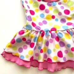 【試着のみ】水着90cm 女の子 水玉 フリル付きワンピース型 スイムウェアの画像