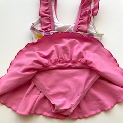 【試着のみ】水着90cm 女の子 水玉 フリル付きワンピース型 スイムウェアの画像