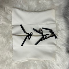 チューブトップ　ZARA 白　黒　オシャレ　ギャル　レディース　S リボンの画像
