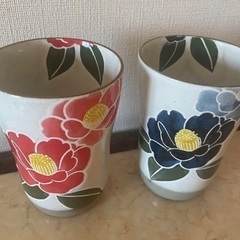 【美品】九谷焼　ペアタンブラー　椿　の画像