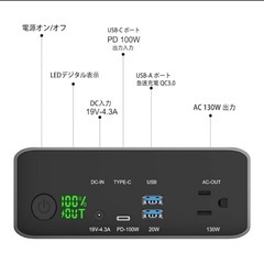 ポータブル電源 超大容量80,000mAhAC出力130WPD100W対応 防災の画像