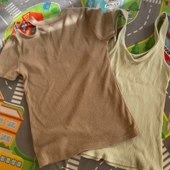 グレー 片方肩出し Tシャツ Mサイズとタンクトップ2枚の画像