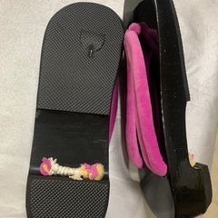 高級桐下駄　未使用　レディス下駄　ブラックラメ　ムラサキの鼻緒　単品の画像