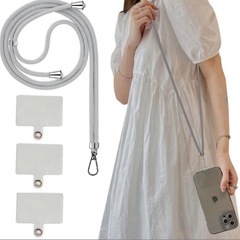 【新品】スマホ ストラップ 斜めがけ 長さ調整可 ブルー ピンク ホワイトの画像