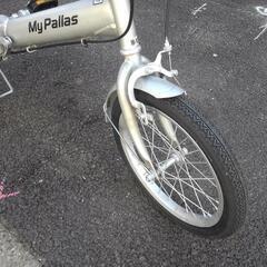7/30 （水）~8/2（土）までお休み！中古自転車３６５２　前後タイヤ新品！　折り畳み自転車　１６インチ　ギヤなし　ダイナモライト　の画像