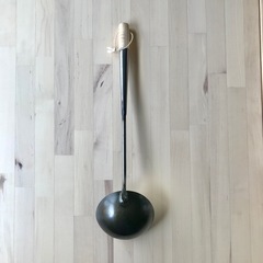 中華用　鉄製　お玉　木製ハンドル付き　チャーハン　炒め物　シーズニング　レードルの画像