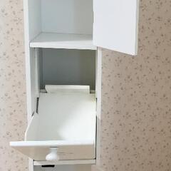 木製　スリム　トイレラック　ホワイトの画像