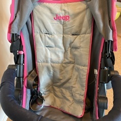 Jeep折りたたみB型ベビーカー　グレー/ピンク　別売りフロントバー付きの画像