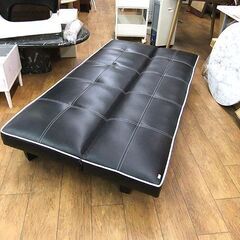ソファーベッド 幅175cm ブラック ソファ ベッド ソファー 長椅子 リクライニング 黒 札幌市厚別区 厚別店の画像