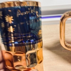 パームツリーと帆船デザインのジョッキセットの画像
