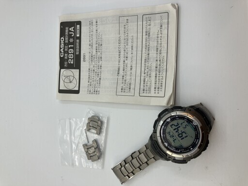 CASIO PROTREK PRW-1000TJ コマ４個付　腕回り17ｃｍ　タフソーラー　マルチバンド5　　トリプルセンサー　チタンバンド　電波ソーラー　メンズ腕時計　取説　オープンギャランテイ、あまりゴマ４個付　送料無料