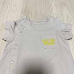 【美品】GU ジーユー グレー ロンパース 60cm ベビー 半袖 綿100%の画像