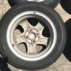 ☆スバル R2 純正 5本エアロスポーク  4.5J +45 PCD100 4穴 ハブ径59 4本セット 中古の画像