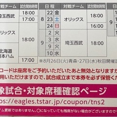 楽天イーグル夏スタ2025観戦チケット引き換え券(休日用)の画像