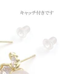 【新品】フラワーとキラキラが可愛いパールピアス チタンポスト SLSP-006の画像