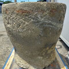△ 石臼 いしうす 餅臼 餅つき 高さ 44cm  直径 45.5cm 汚れ欠けあり 現状渡しの画像