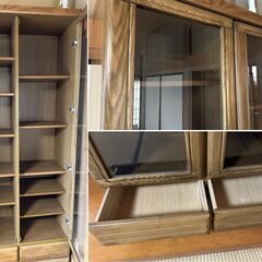 【★無料】木製キャビネット シェルフ 美品 引き取り限定 ガラス扉付き飾り棚 Free Large Cabinetの画像