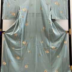 友禅 飛び柄 小紋着物 正絹 広衿 袷 三松シルクケアの画像