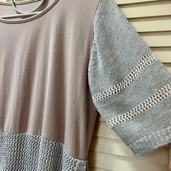【美品】グレー 半袖チュニック レース刺繍/Mサイズの画像