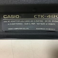 A4412　CASIO　カシオ　電子キーボード　CTK-480　電子ピアノ　61鍵盤 　ACアダプター　譜面立て付きの画像