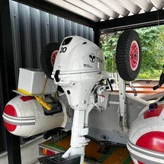 ゴムボート　トレーラー　船外機20馬力　アキレスAS350の画像