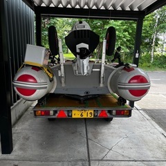 ゴムボート　トレーラー　船外機20馬力　アキレスAS350の画像