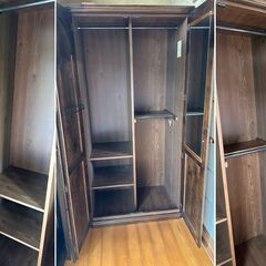 【★無料】フクイ製 昭和レトロ 木製ワードローブ 洋服箪笥 美品 タンス 引き取り限定 Free Wooden Wardrobeの画像