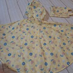 ポンチョ 雨具 カッパ レインコート 80 90 95 花柄 黄色 イエローの画像