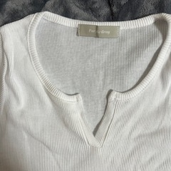 韓国 NUGU ピチT リブ Tシャツ 白の画像