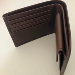 【未使用品】レザー 薄型 二つ折り 財布 本革 大容量 ダークブラウンの画像