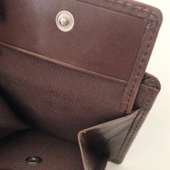 【未使用品】レザー 薄型 二つ折り 財布 本革 大容量 ダークブラウンの画像